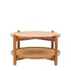 Wooden coffee table with lower rattan shelf