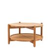 Wooden coffee table with lower rattan shelf