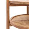 Wooden coffee table with lower rattan shelf