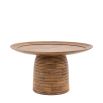 Solid oak, round, coffee table with a ridged base