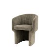 Tub-shaped dining chair with beige cord fabric