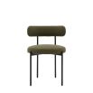 Round seat chair with slim legs and curved back