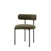 Round seat chair with slim legs and curved back