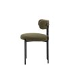 Round seat chair with slim legs and curved back