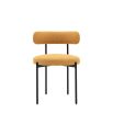 Round seat chair with slim legs and curved back