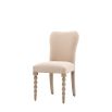 Lime wash wooden dining chair with upholstered seat and bobble effect legs