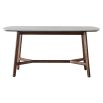 Dining table in walnut stained wood with marble top