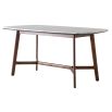 Dining table in walnut stained wood with marble top