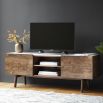 Media cabinet in walnut stained wood