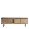 Wooden media unit with rattan detailing