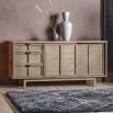 Wooden rectangular sideboard with rattan detailing