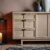 Wooden rectangular sideboard with rattan detailing