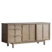 Wooden rectangular sideboard with rattan detailing