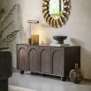 Sideboard with arch patterns and round ball feet