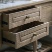 Rustic and sophisticated two door two drawer with detailed legs