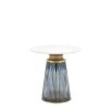 Side table with coloured glass base,