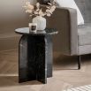 Marble top side table with curved base