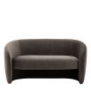 Curved sofa with smooth brown finish