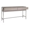 Sleek, corporate console table with two drawers and nickel-finished legs