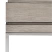 Sleek, corporate console table with two drawers and nickel-finished legs