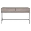 Sleek, corporate console table with two drawers and nickel-finished legs