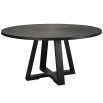 Simple round dining table in black finish