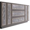 Mid-century style ebony oak sideboard with hand-applied resin in a grey faux marble