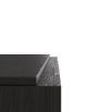 Four-door ebony oak sideboard with 60s-inspired circular cut-outs in reflective black lacquer