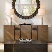 Wooden sideboard with gorgeous with dynamic sunburst pattern