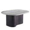 Set of two coffee tables with black wooden base and marble finish top