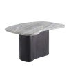 Set of two coffee tables with black wooden base and marble finish top