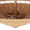 Natural, handwoven rattan ceiling mount with gold steel centre point 