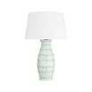 Green ceramic table lamp accented with hand-applied soft beaded bumps