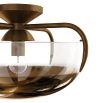 Small antique brass flush mount with gold ombre glass