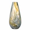 Elegant mouthblown glass vase in muted yellow and blue