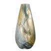 Elegant mouthblown glass vase in muted yellow and blue