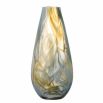 Elegant mouthblown glass vase in muted yellow and blue