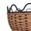 Basket-shaped centrepiece crafted from handmade natural and black rattan vessels