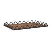 Natural rattan tray with wavy black vessels