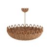 Woven natural rattan chandelier with wave detail