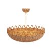 Woven natural rattan chandelier with wave detail