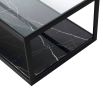 Black framed glass coffee table with marble underlay