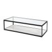 Black framed glass coffee table with white marble underlay