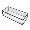 Black framed glass coffee table with white marble underlay