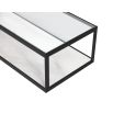 Black framed glass coffee table with white marble underlay