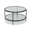 Sturdy coffee table with circular frame and brushed bronze finish