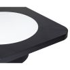 Coffee table with circular white marble centre and black veneer surround