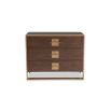 Stylish chest of drawers with dark brown veneer and brass handles