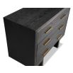 Black wooden chest with three drawers and brass handles