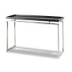 Black ash veneer console table with flawless silver metal frame